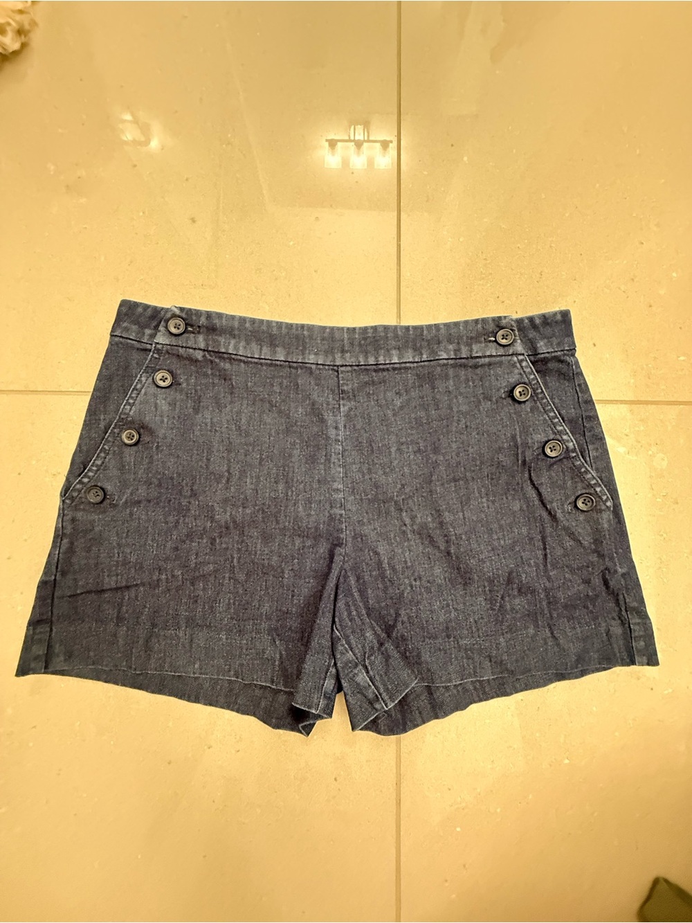Banana Republic Navy Button-Detail Jean Shorts